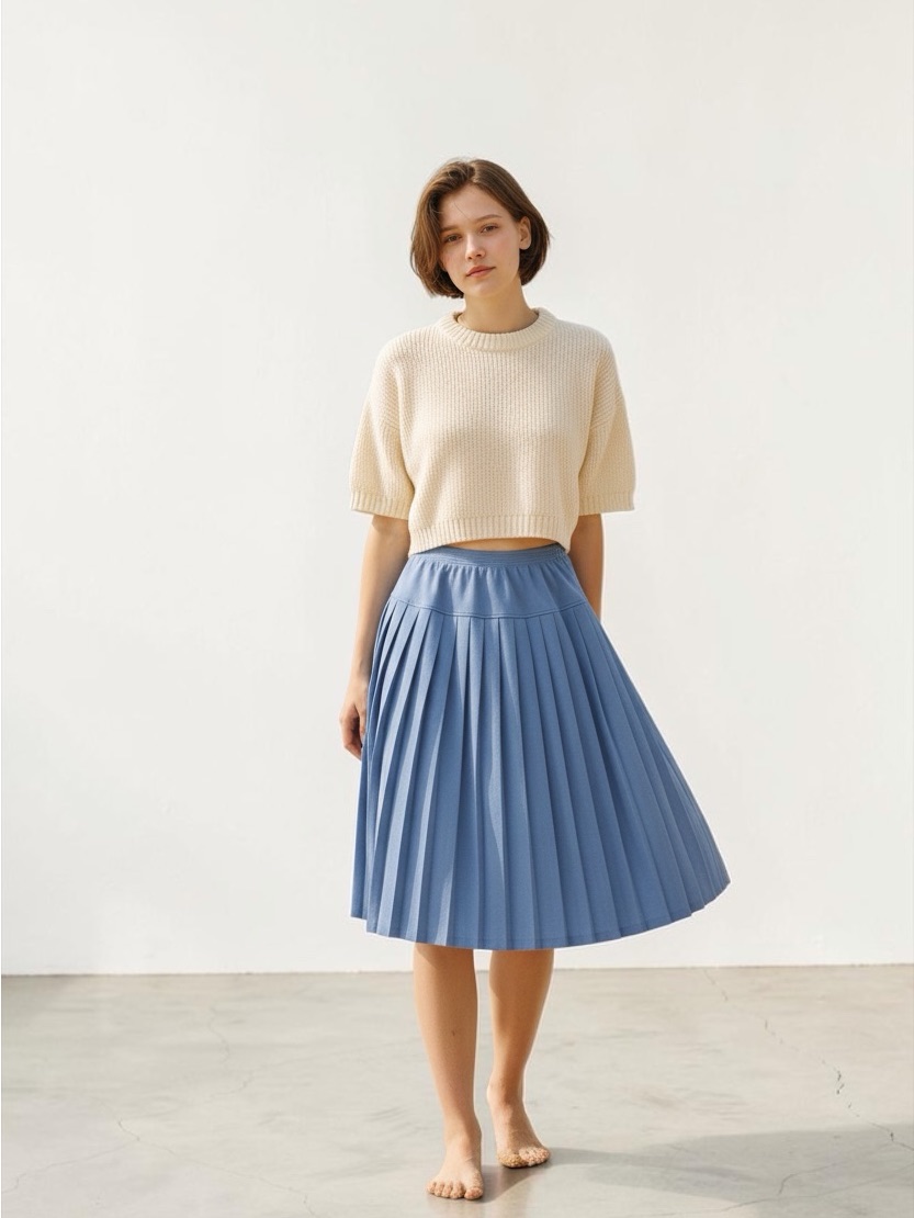 Alfred Dunner Light Blue Pleated Midi Skirt